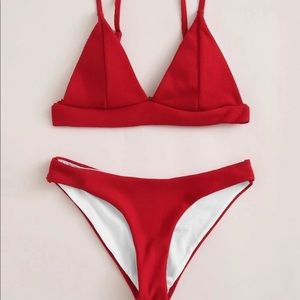 women's red bikini set